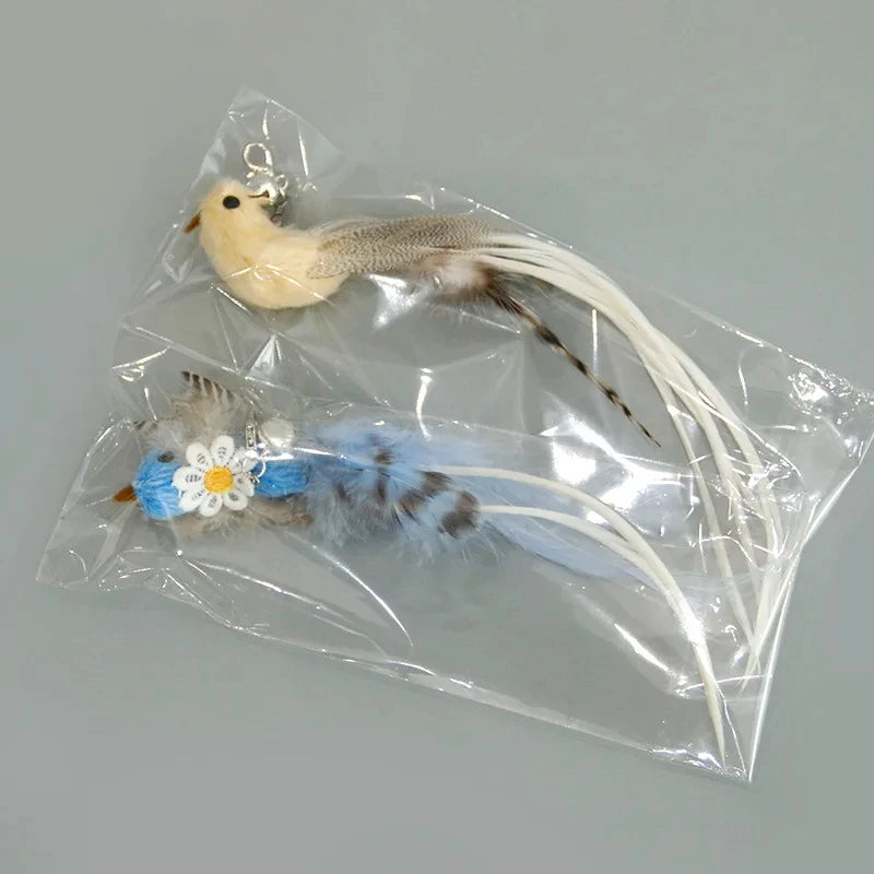 Showlu Smart General cat feather teaser wand with colorful feathers and a wooden handle for interactive play.