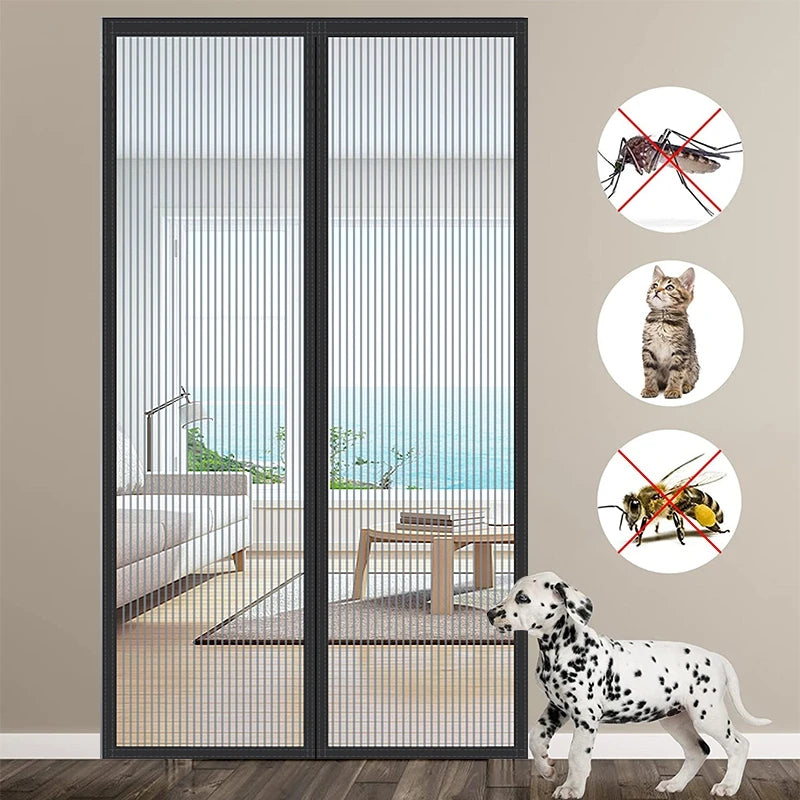 Showlu Smart General magnetic mesh door curtain with self-adhesive anti-mosquito screen, featuring fine mesh for insect protection.