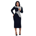 Women's splicing color slit dress by SHOWLU FASHION with irregular knit style and modern fashion details.