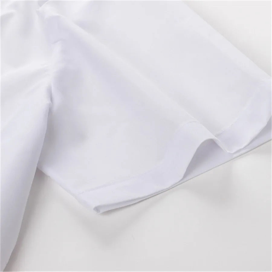 Men's white Guayabera shirt with embroidered Cuban style from Showlu Fashion, featuring traditional design and lightweight fabric.