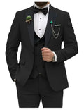 Royal blue men's 3-piece slim fit suit by Showlu Fashion, featuring a double-breasted blazer, vest, and matching trousers.