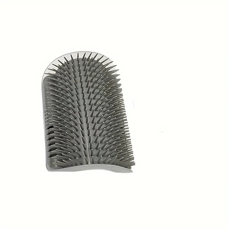 Wall-mounted cat self-groomer with massage comb brush for kittens and puppies, promoting grooming and relaxation.