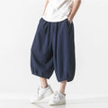 New Summer Men’s Calf-Length Pants Loose Harem Pants Men Solid Color Elastic Waist Casual Trousers Jogger Hip Hop Streetwear Man