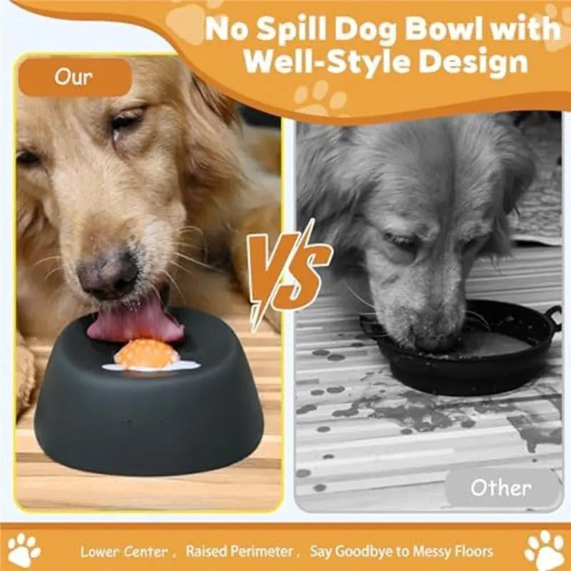Slow feeder dog bowl with an entertaining ball-in design, suitable for liquid treats, bone broth, and yogurt for dogs.