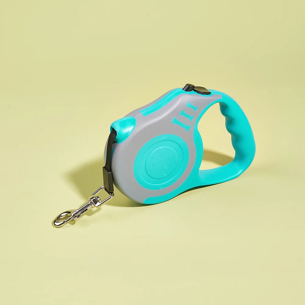 Showlu Fashion Store retractable dog leash for small dogs, durable nylon lead with 3m or 5m length for outdoor walking and hiking.