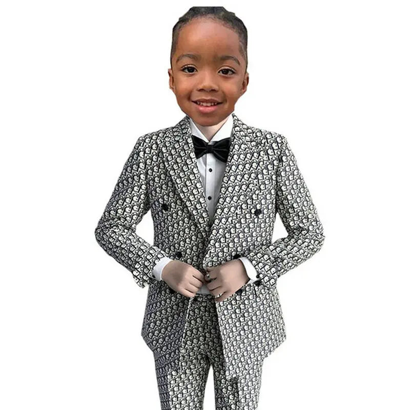 2 Piece Boy Suit Wedding Tuxedo Kids Jacket Pants Slim Fit Custom Clothes Luxury Kids Blazer Set 2 - 16 Years Old