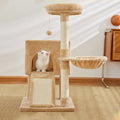 Showlu 3-tier wood cat tree tower with double condos and sisal posts, ideal for climbing and scratching for indoor cats