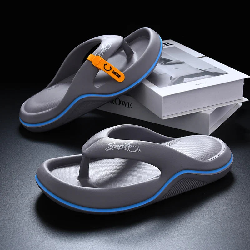 Unisex thick-soled EVA flip flops with platform design, soft beach slippers for casual wear by SHOWLU FASHION STORE