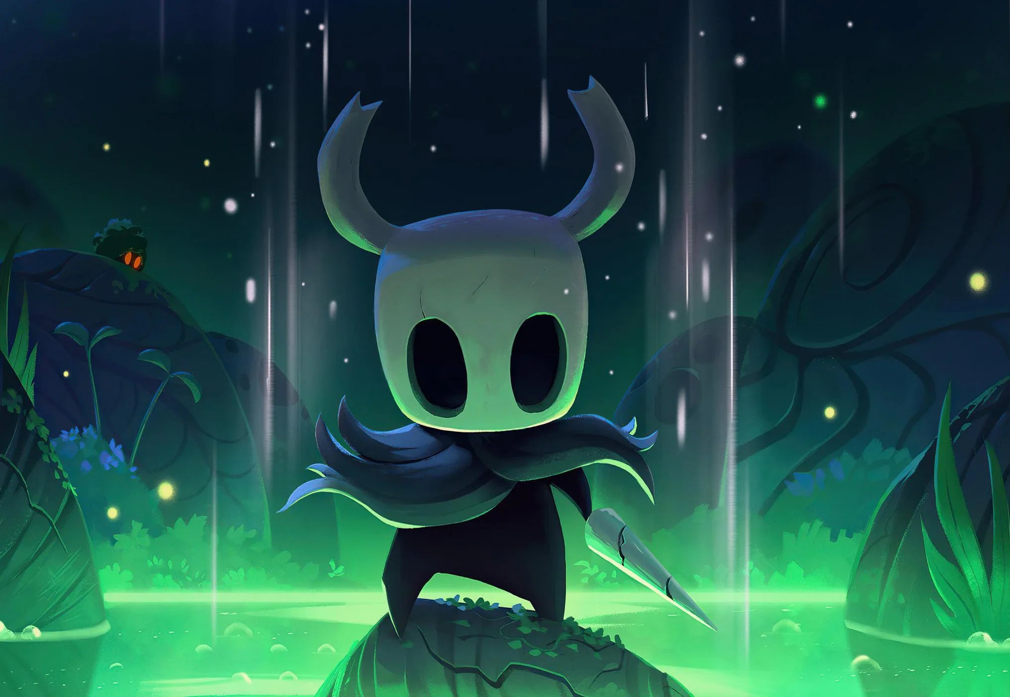 Hollow Knight canvas wall art poster featuring game character for modern home decor, vibrant video game artwork.