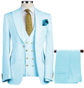 Men's 3-piece slim fit wool blend suit with jacket, vest, and trousers, perfect for business or formal occasions.