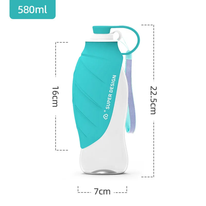 Showlu 2-in-1 portable dog water bottle and food container for hiking, compact and convenient for outdoor pet adventures.