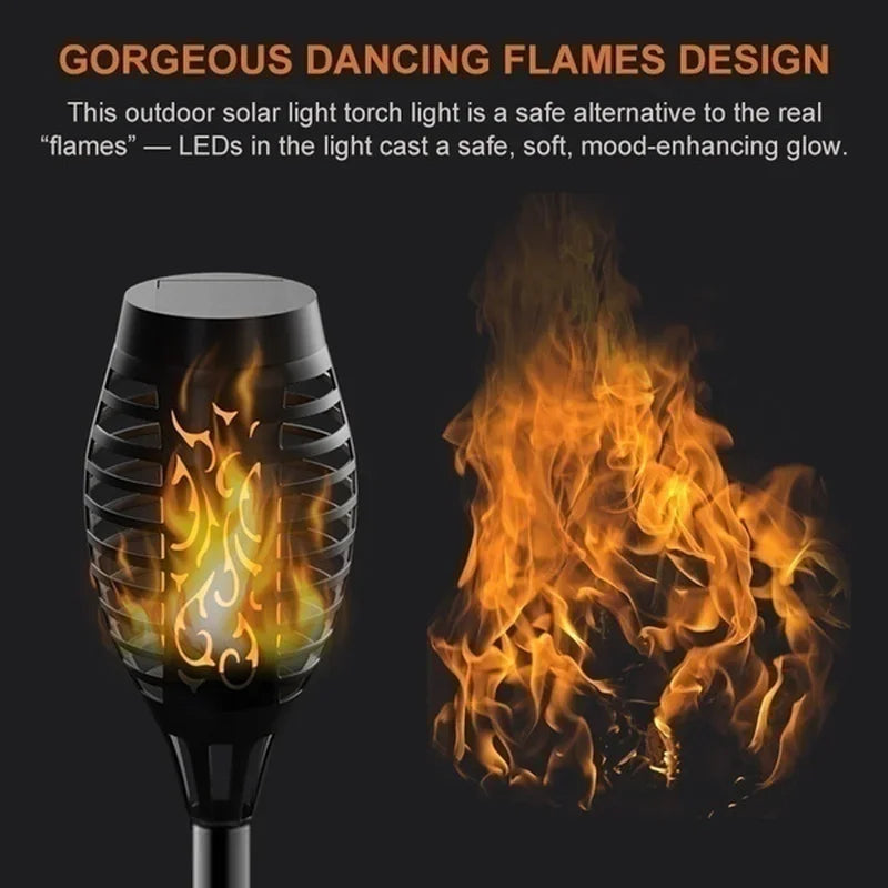 Solar Dancing Flame LED Garden Lantern by Showlu Smart General with flickering flame effect in outdoor garden setting