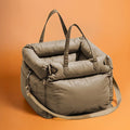Luxury faux leather dog car seat by Showlu Fashion Store, comfortable booster bed for pets in a sleek design.
