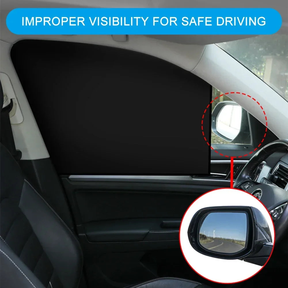 Magnetic car sunshade by Showlu Smart General, showing the adjustable sunshade panel attached to a vehicle windshield for UV protection.