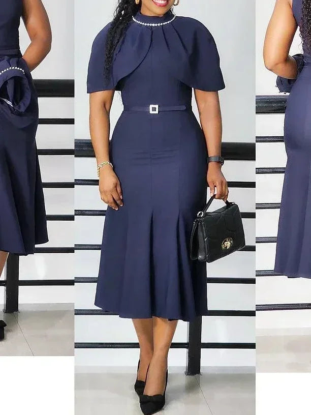 AOMEI Women's mermaid church dress with beading, slim fit midi gown in modest style, featuring elegant design and flowing fabric.