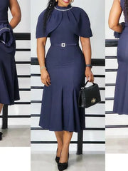 Elegant Church Dresses for Women Mermaid Cap Sleeves Office Ladies Modest Classy African Slim African Female Gowns Date Events