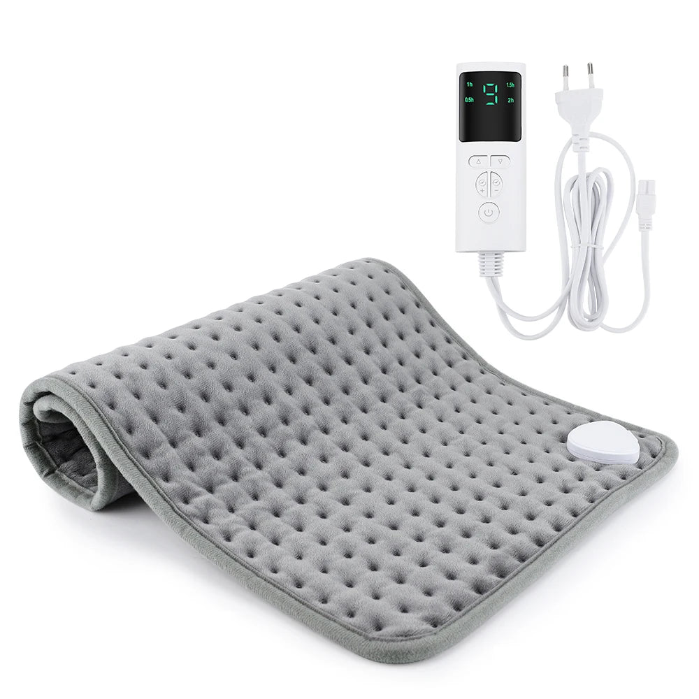 Showlu Smart Electric Heating Pad with adjustable temperature, timer, plush surface, and warm mat design for soothing comfort.