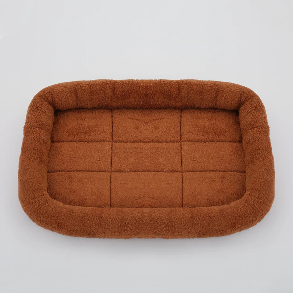 Soft plush square dog bed by Showlu Fashion Store, spacious cat and small dog sleep cushion with cozy interior.