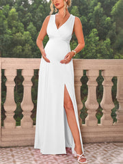 ItsRoya Solid Satin Cross Back Maternity Dress Elegant Party Evening Pregnant Gowns Side Split V Neck Photography Props Dresses