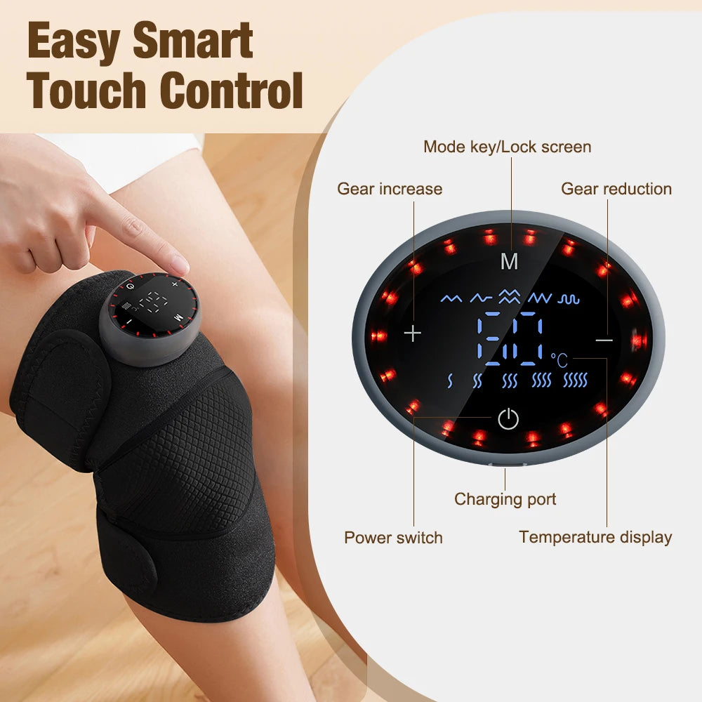 Showlu Fashion Store heating massage knee pad with vibration and hot compress for muscle relaxation and joint relief.