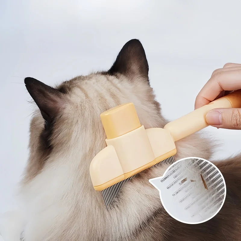 Showlu Fashion Store cat and dog hair remover brush for grooming long-haired pets, designed to remove loose hair and clean effectively.