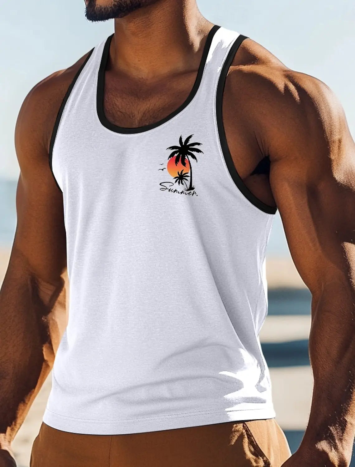 Showlu men's quick dry sports tank top with 3D printed design, ideal for gym and casual wear.