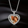 Customized two-photo luxury necklace by Showlu Fashion Store featuring a sleek silver chain for men and women, ideal for gifting.