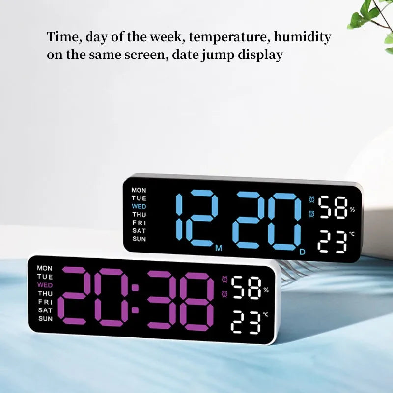 Large LED digital wall clock by Showlu Smart General with USB alarm clock display and clear time readout