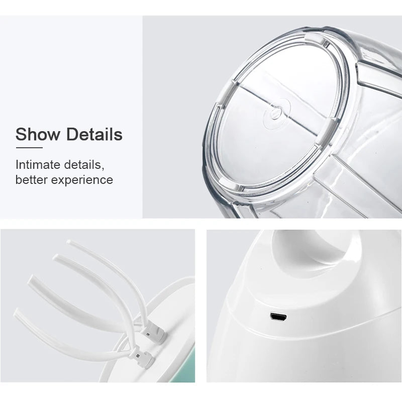 Showlu Smart General USB electric hand mixer with rechargeable mini whisk for beating eggs, cream, and cake batter in the kitchen.