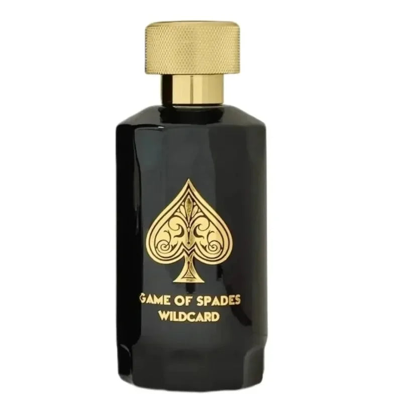 Jo Milano Game of Spades Wildcard unisex fruity EDP perfume bottle, 3.4 oz, with vibrant packaging and elegant design.