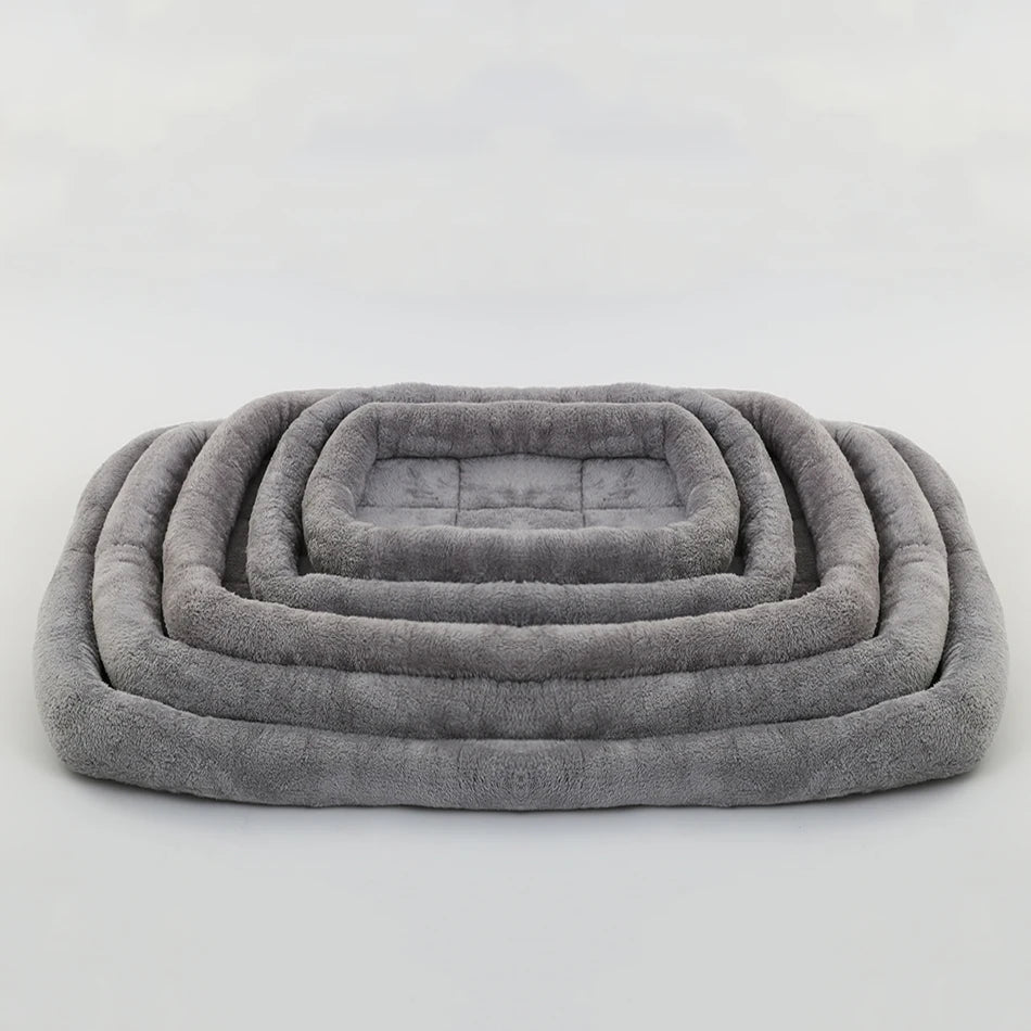 Large plush pet dog bed from Showlu Fashion Store, soft square cushion suitable for cats and small to medium dogs.