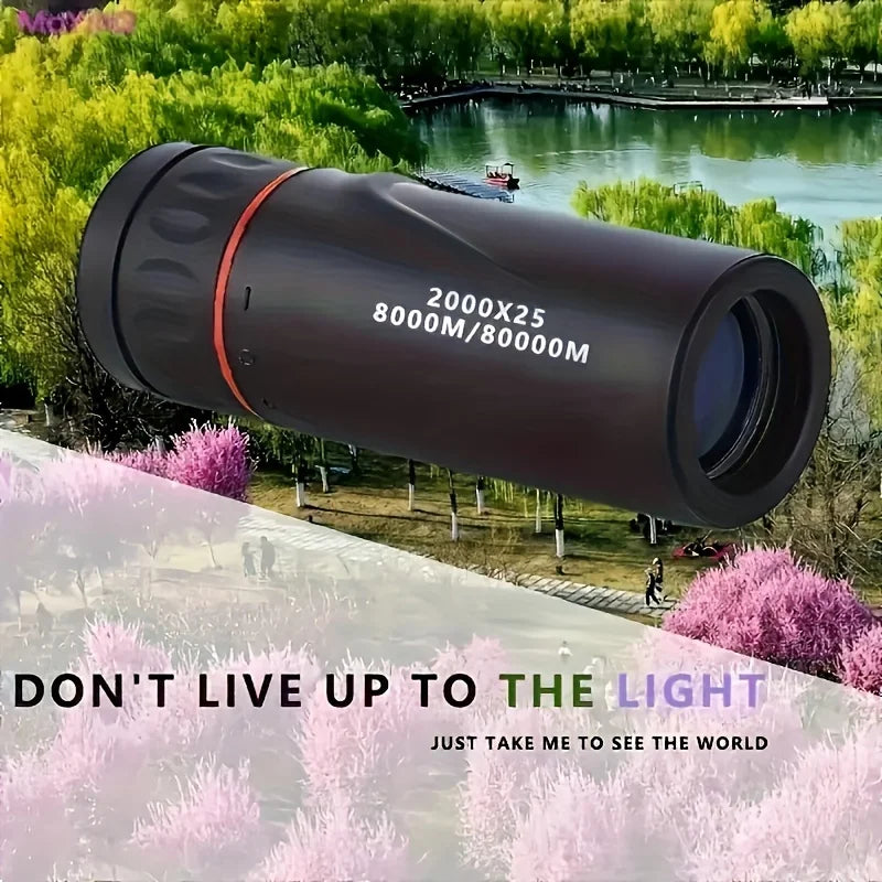 Showlu Fashion Store 2000x25 HD monocular telescope with compact design for hunting, travel, concerts, and fishing.