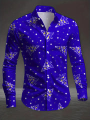 New Men's Long Sleeve Casual Shirt 3D Boat Anchor Print Sea Blue Pattern Casual Shirt Short Sleeve Shirt Men's Clothing