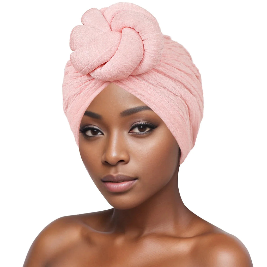 Showlu Fashion women's bubble cloth flower turban, elastic daily hat with stylish floral design and comfortable fit.