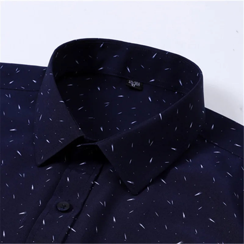 New in shirt  long-sleeve Elasticity shirts for men slim fit formal plain shirt printed casual tops designer clothes oversize