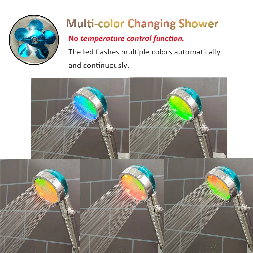 Showlu Smart General LED handheld shower head with temperature display and adjustable pressure, shown in use with water flow.