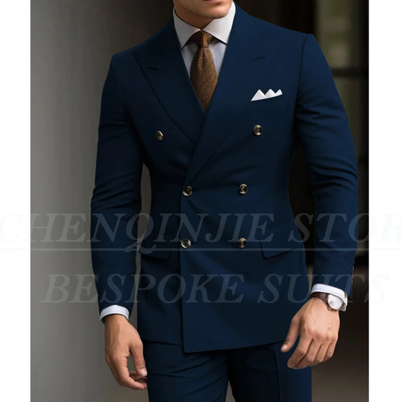 Formal Men's Suits Green Slim Fit High Quality Regular Length 2 Piece Jacket Pants Luxury Blazer Full Set Chic Costume Homme SHOWLU FASHION STORE
