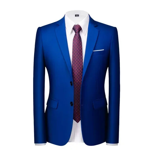 Men's 16-color slim fit suit jacket by Showlu Fashion, formal business blazer with casual style, available in big sizes including 6XL.