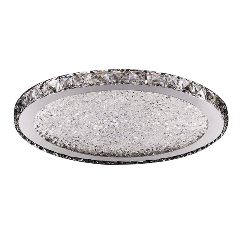 Silver 16-inch crystal LED ceiling light chandelier with raindrop design, ideal for modern interior decor.