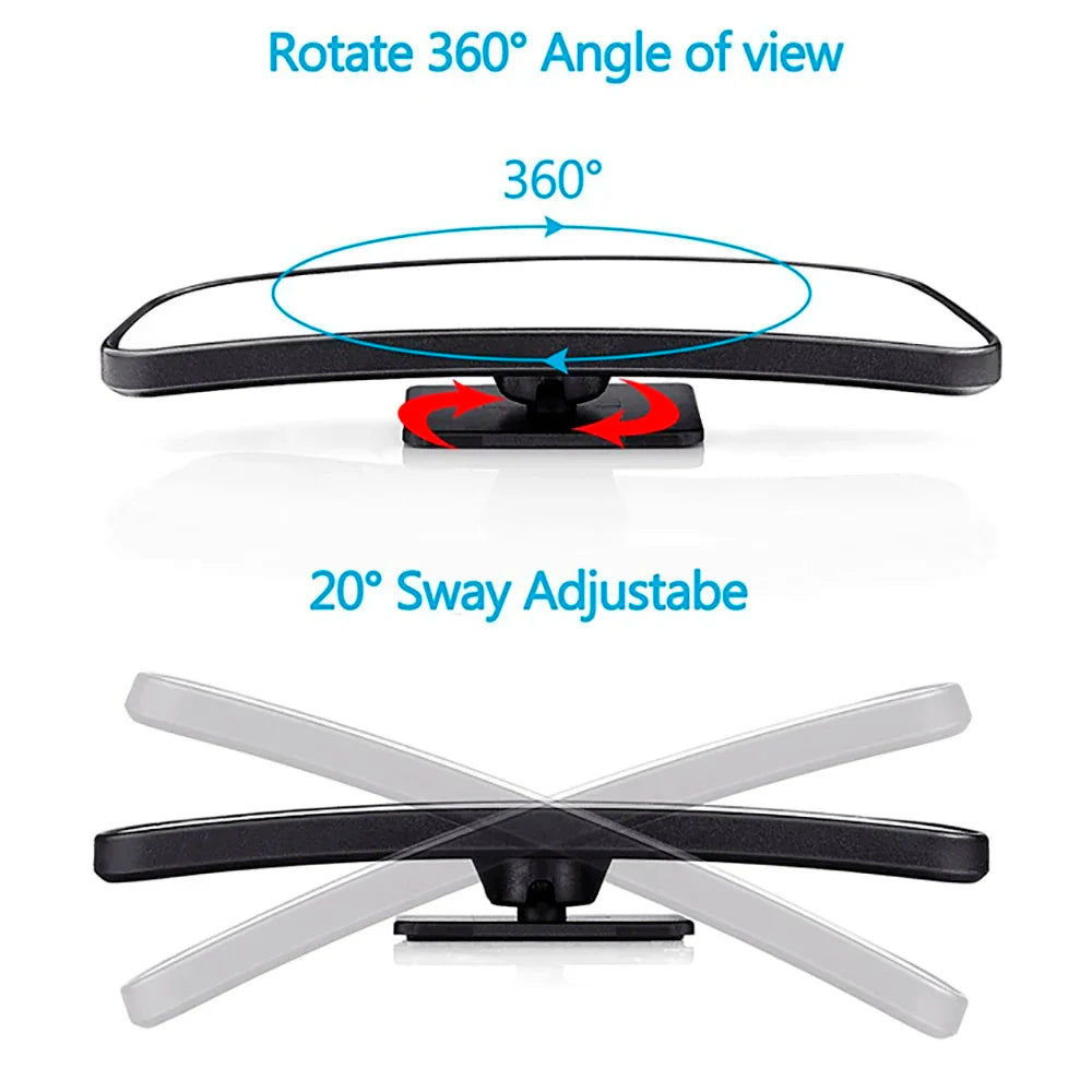 Universal convex side mirror clip-on for car blind spot detection, shown attached to a vehicle mirror by Showlu Smart General.