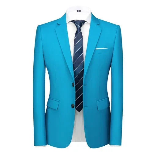 Men's slim fit 16-color suit jacket by Showlu Fashion, formal office blazer in big sizes, casual and business style.