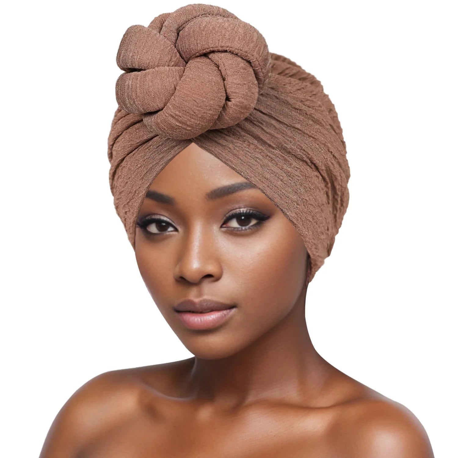 Showlu Fashion women's bubble cloth flower turban featuring an elastic daily hat with a floral design and comfortable fit.