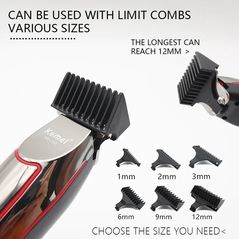 Showlu Smart KM-032 electric beard trimmer kit with silver hair clipper, featuring adjustable blades and ergonomic design.