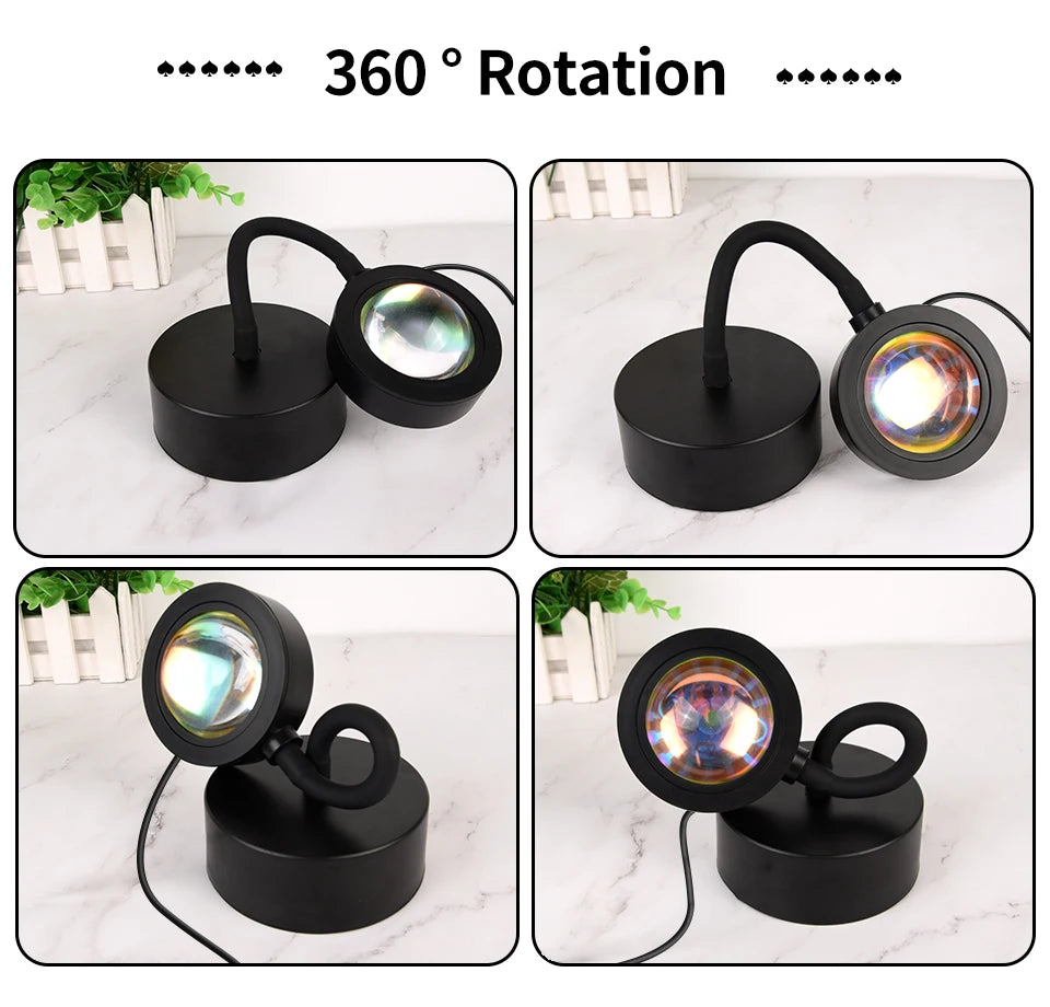 Showlu Smart General aesthetic sunset projection lamp displaying warm sunset hues and calming light projection in a cozy room setting.