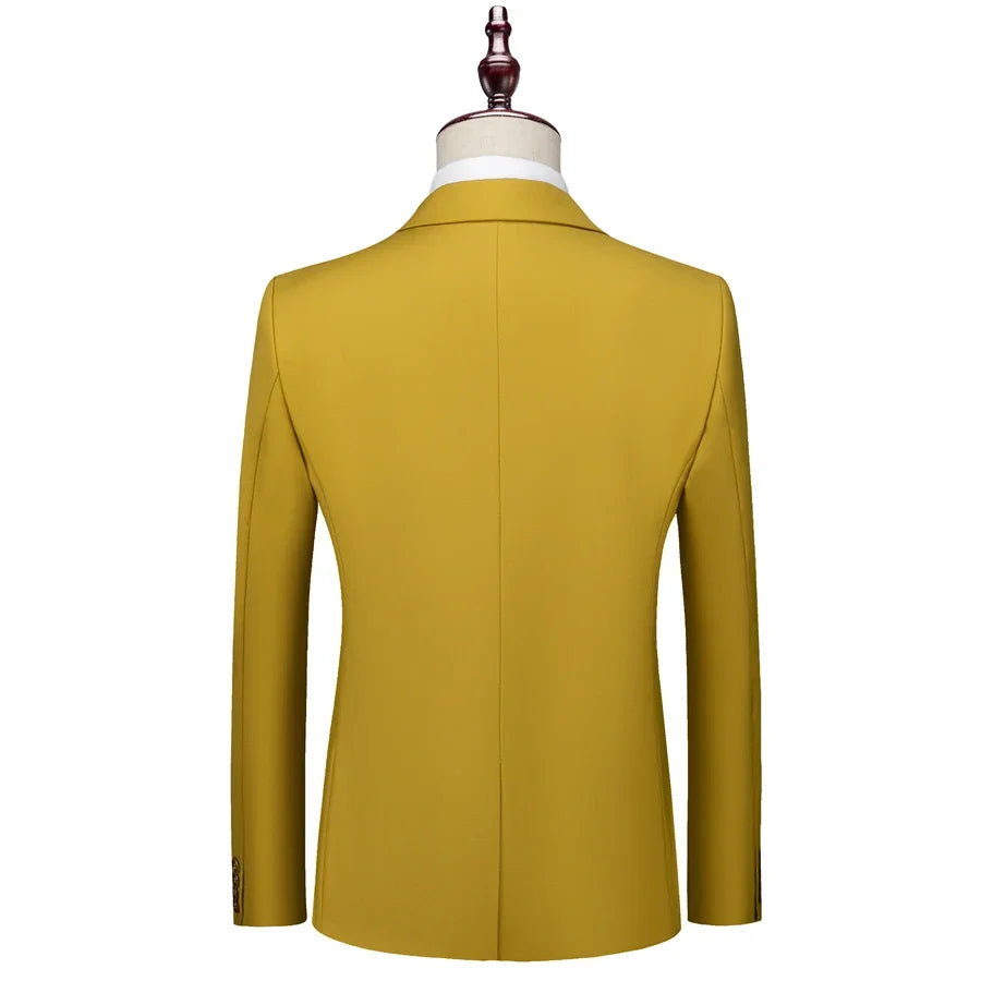 Men's slim fit 16-color suit blazer in black, gray, and navy from Showlu Fashion, ideal for business, formal, and casual wear.