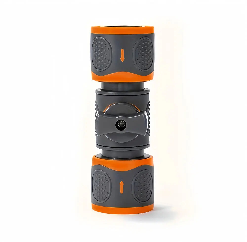 Showlu Smart General Quick Connect Shutoff Valve Hose Adapter attached to garden hose for easy water control.