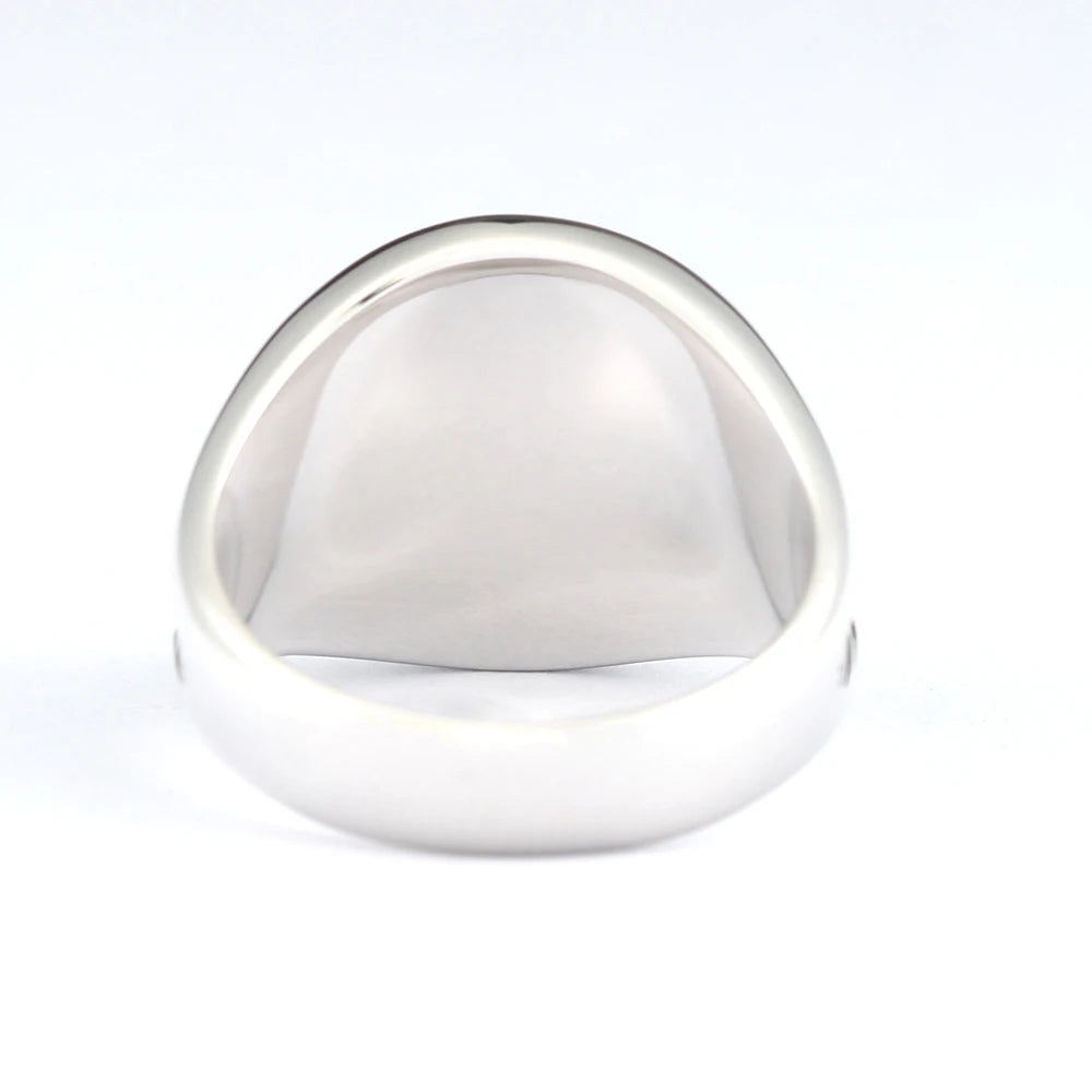 Sterling silver Christian ring featuring Jesus Christ Chi Rho IHS symbol, designed as a religious band jewelry piece.