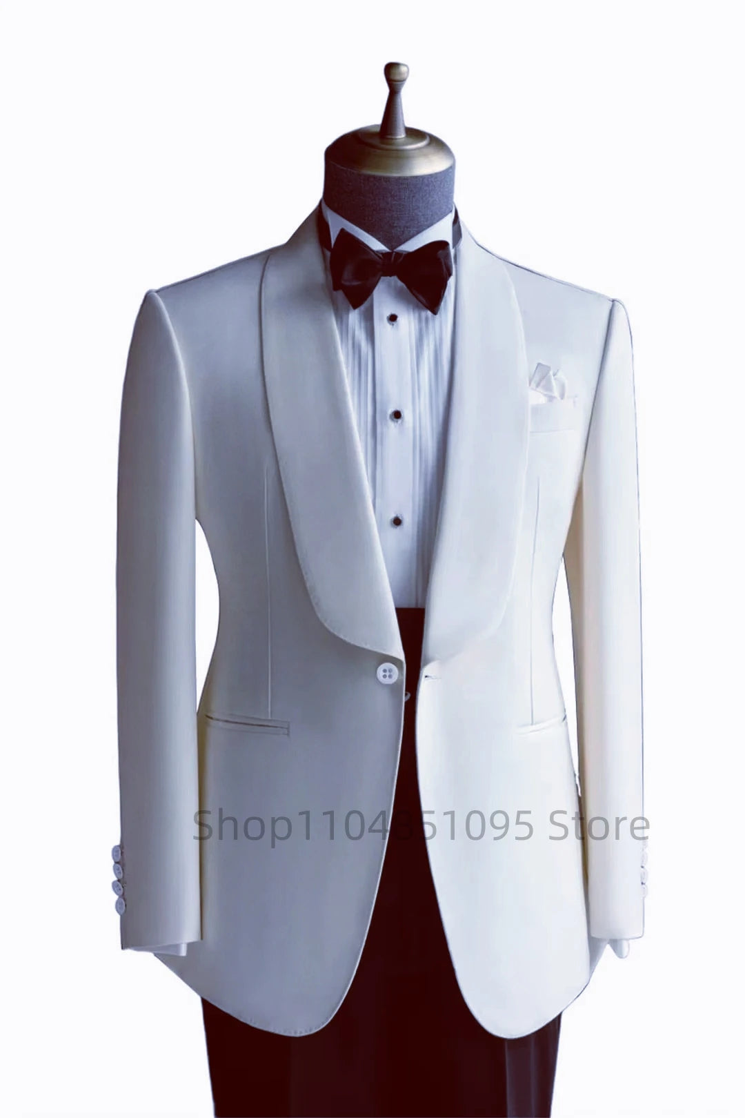 Showlu men's slim fit wool blend suit blazer with shawl lapel, ideal for weddings and formal occasions.