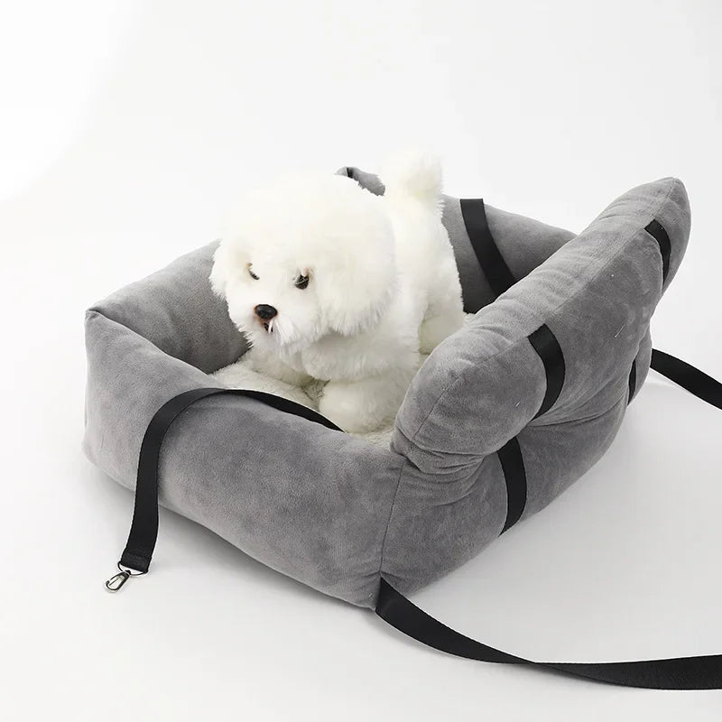 Showlu Portable Dog Car Seat Carrier made of breathable polyester, designed for safe and comfortable pet transportation.