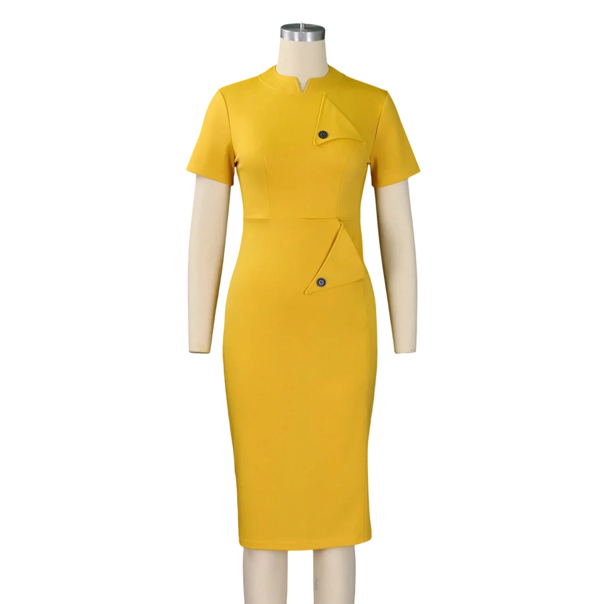 Yihddy women's bodycon midi dress with half high collar, vintage party sheath in black, form-fitting design, elegant and stylish.